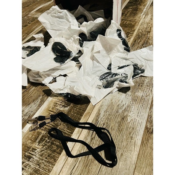 3/8'' Black Flat Opened-ended Lanyard w/ Two Bulldog Clips - 76 per pack - Picture 2 of 6